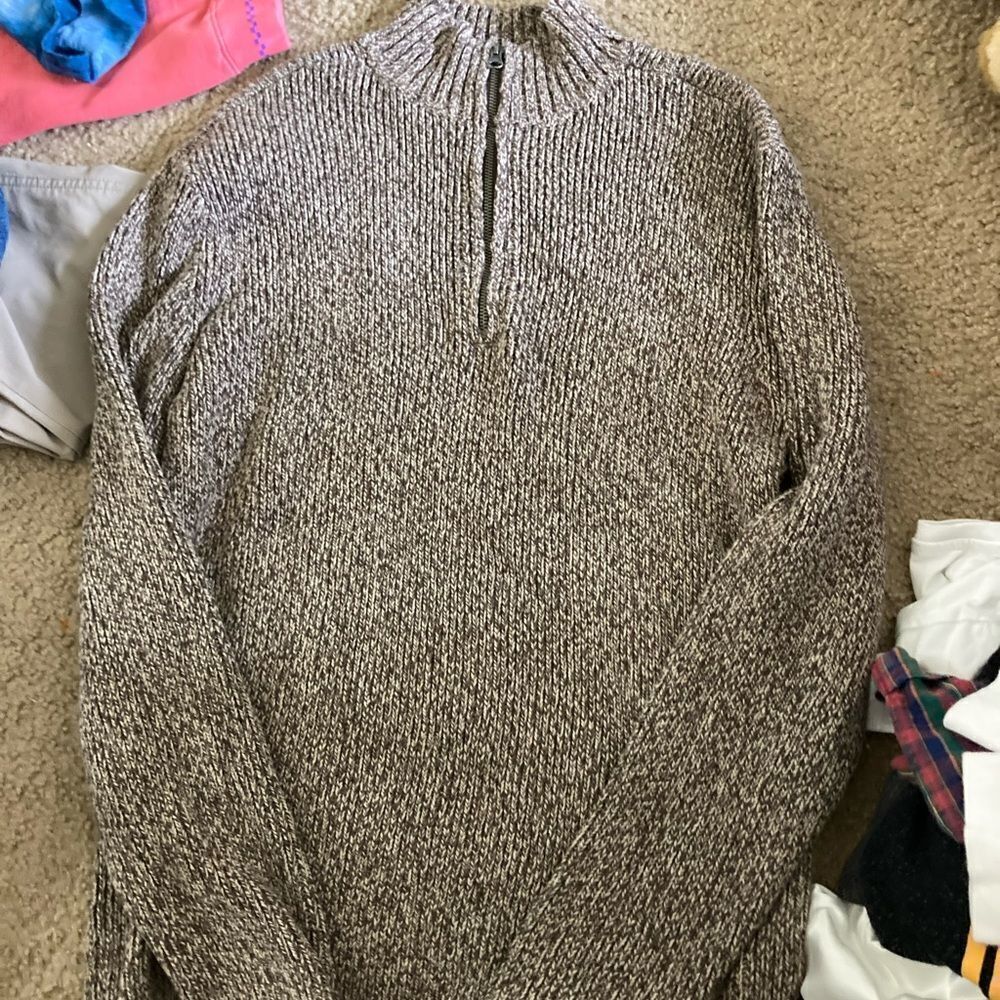 Mens Brown Converse All Star Quarter Zip Sweater